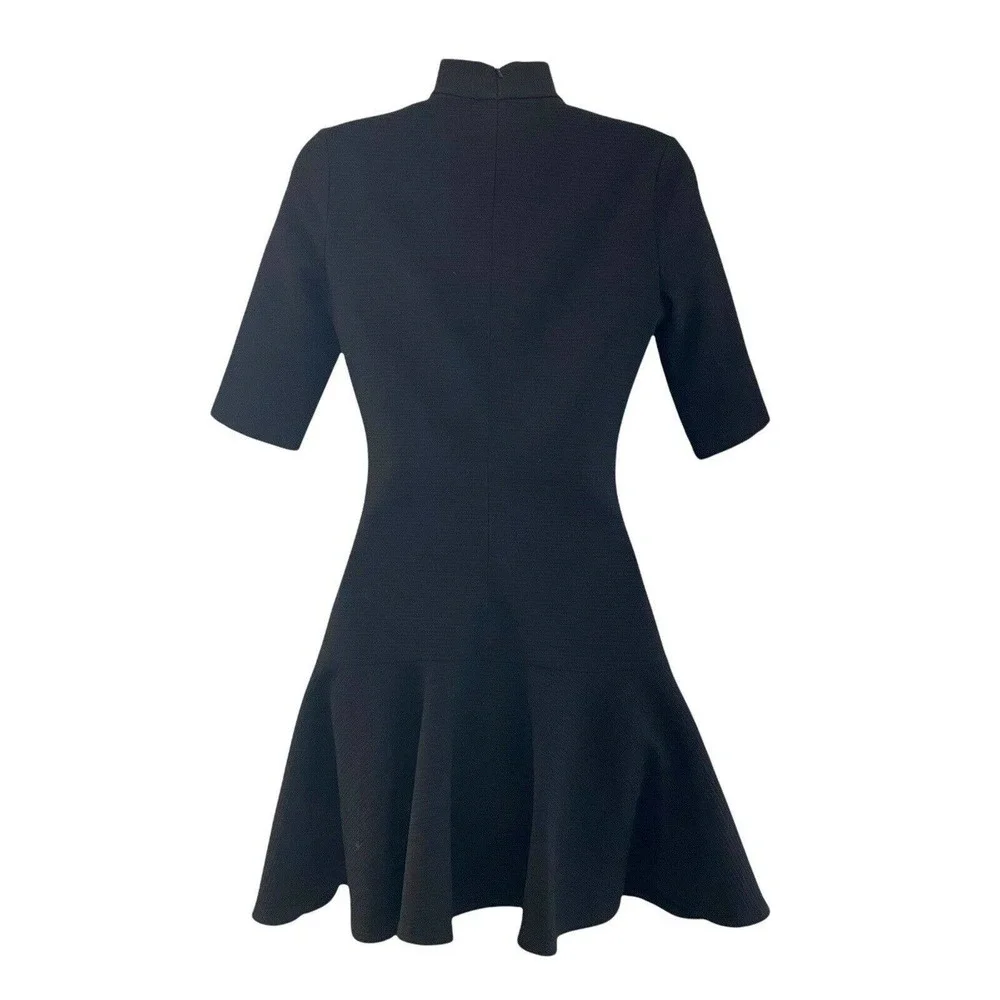 Black Halo Womens Size 2 Dress Mock Neck Black Ribbed Fit & Flare Drop Waist - Picture 3 of 10